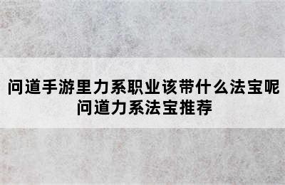 问道手游里力系职业该带什么法宝呢 问道力系法宝推荐